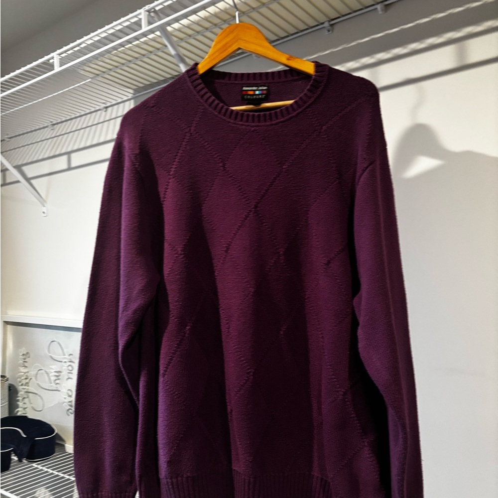 Alexander Julian Rich 100 % Cotton Plum Crewneck Sweater